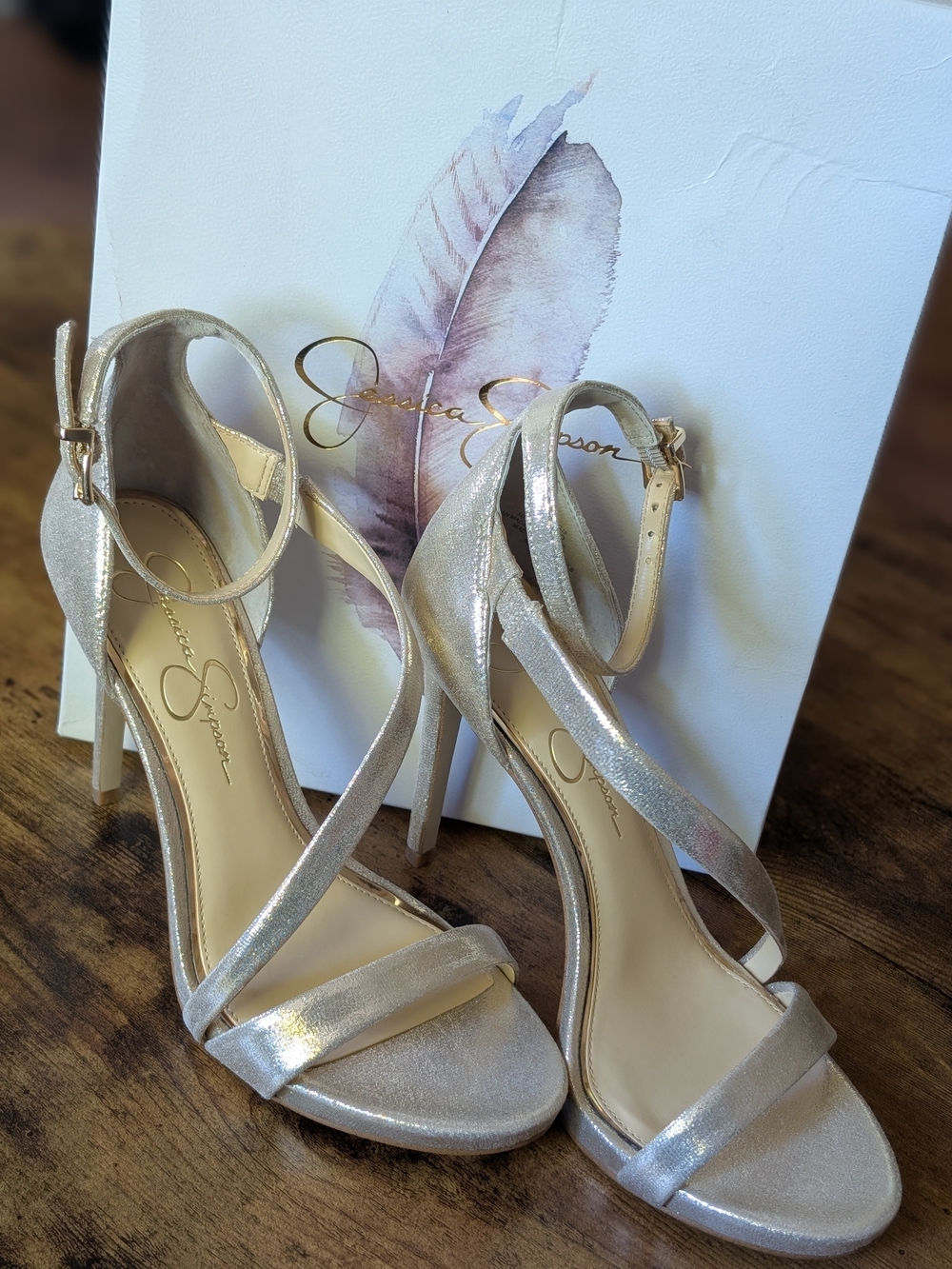 Jessica Simpson Metallic Gold Strappy High Heel Sandals